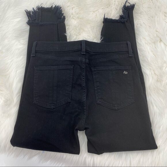 Rag & Bone 10 inch Capri Black Destroyed Hem‎ Jeans Size 6 - Picture 10 of 14
